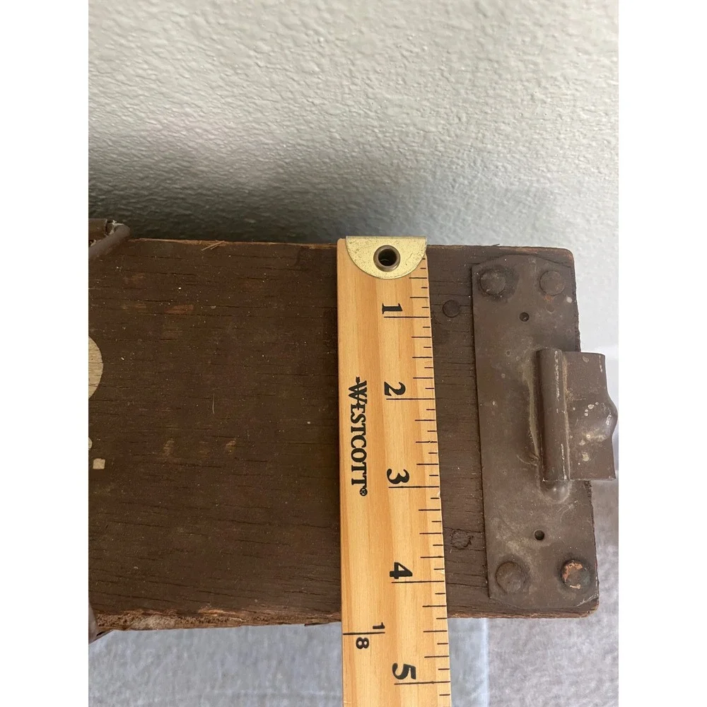 Vintage .303 Ball Mk 7 Ammo Crate Military Wooden Box Brown Fair Stenciled Latch